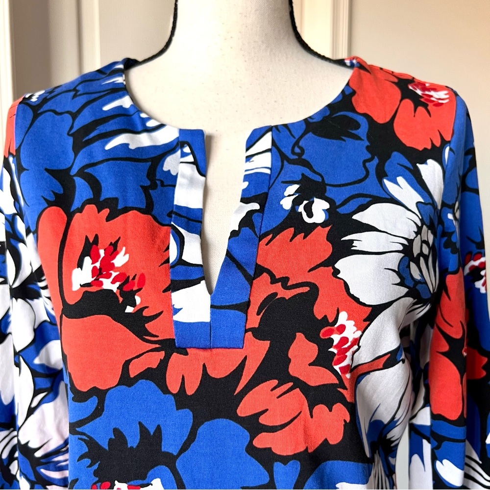 DIANE VON FURSTENBERG Reina Floral Cotton & Silk Tunic Shift Dress—SZ. 8 - Picture 3 of 15